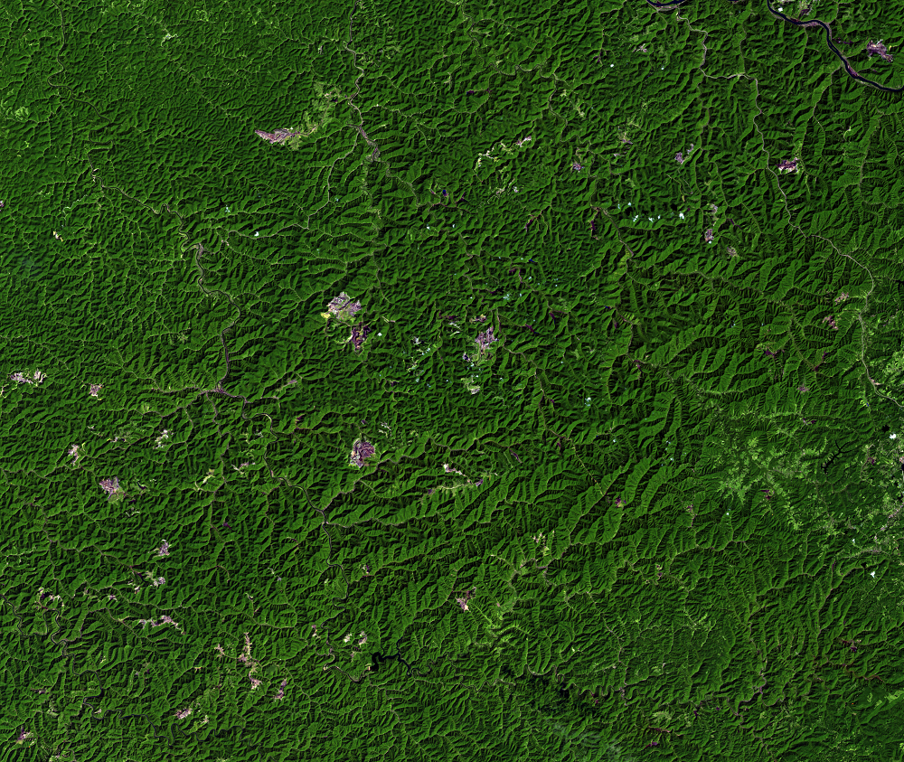 Sept. 21, 1991, Landsat 5 (path/row 18/34) — Mountaintop mining, West Virginia, USA