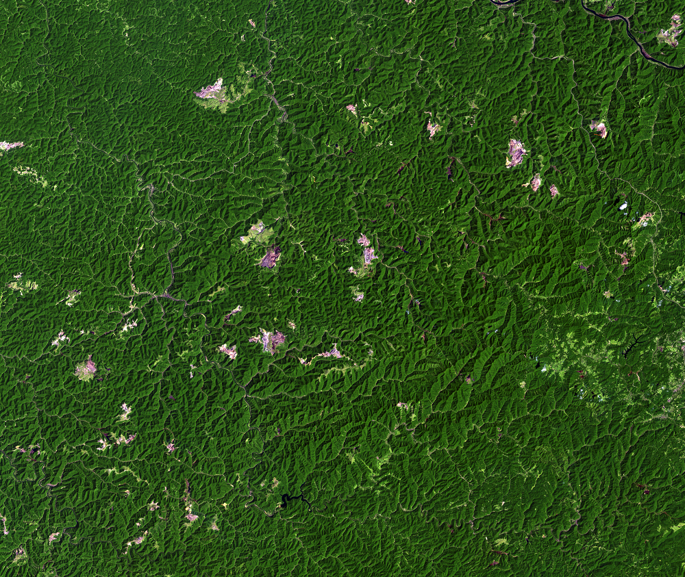 Aug. 31, 1995, Landsat 5 (path/row 18/34) — Mountaintop mining, West Virginia, USA