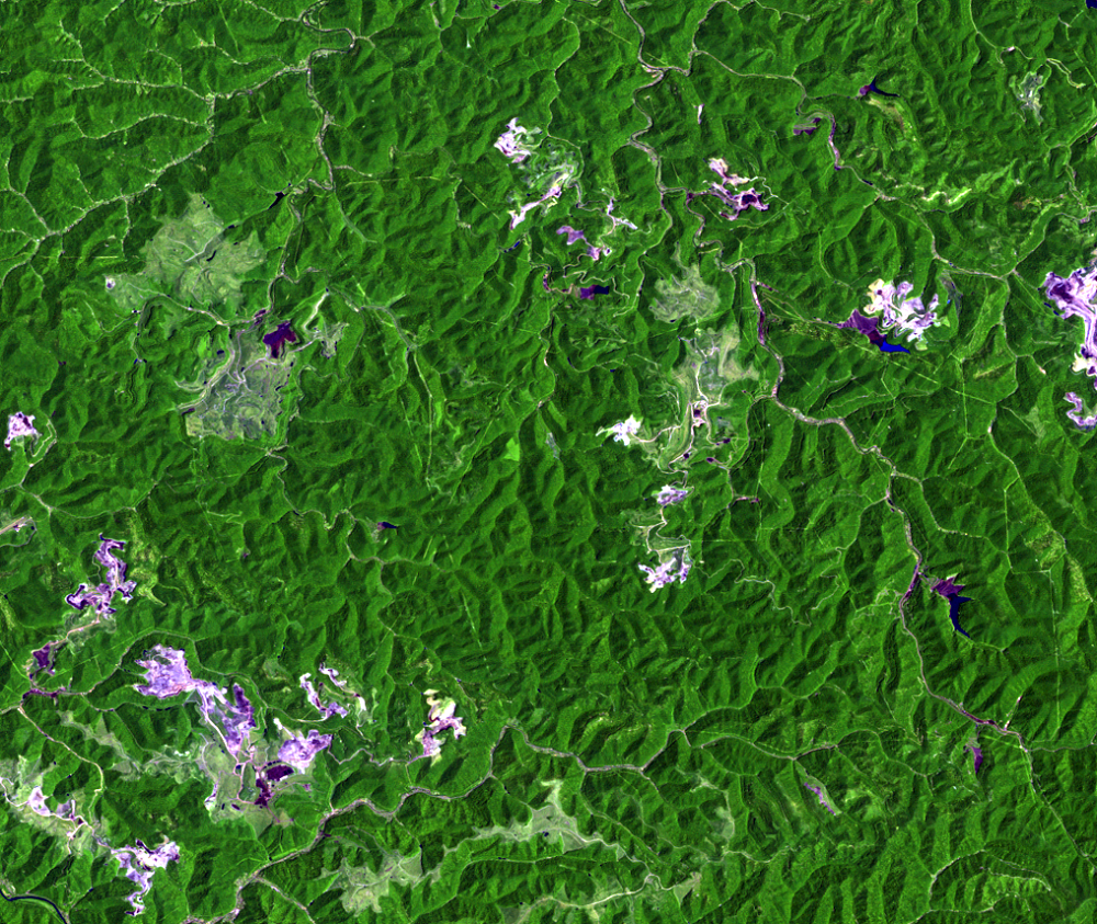 June 2, 2003, Landsat 5 (path/row 18/34) — Mining reclamation, West Virginia, USA
