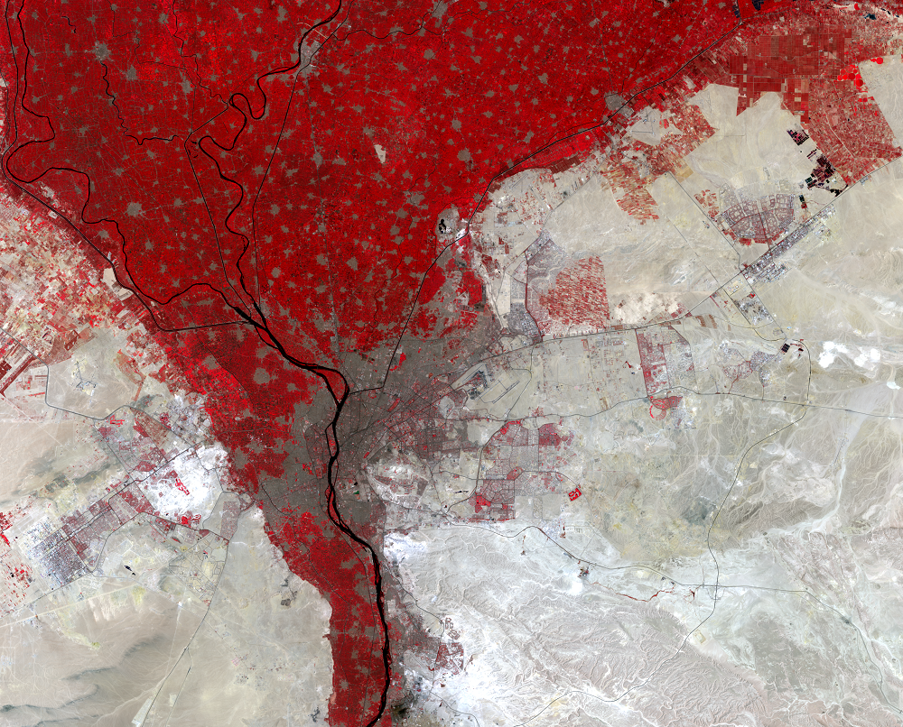 Aug. 3 and 10, 2013, Landsat 8 (path/row 176,177/39) — Cairo, Egypt