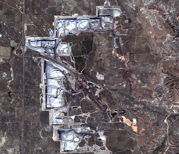 Sept. 20, 2014, Landsat 8 (path/row 34/30) — Mining process in the Powder River Basin, Wyoming, USA
