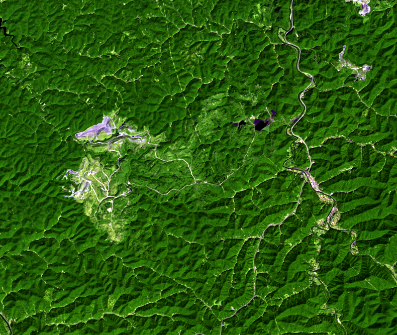 Sept. 7, 2021, Landsat 8 (path/row 18/34) — Mountaintop mining, West Virginia, USA