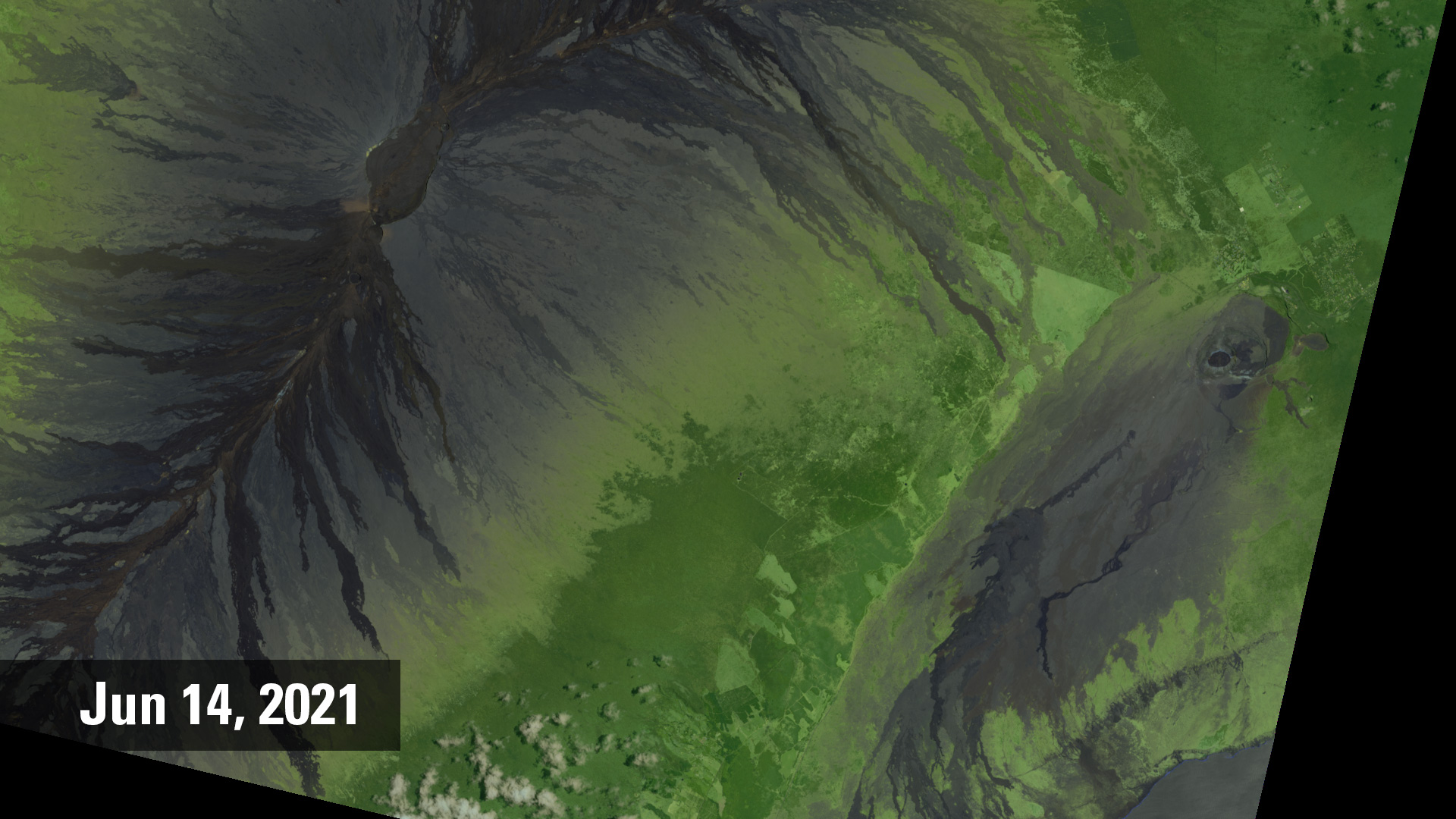 Color Landsat image of Kilauea, June 14, 2021