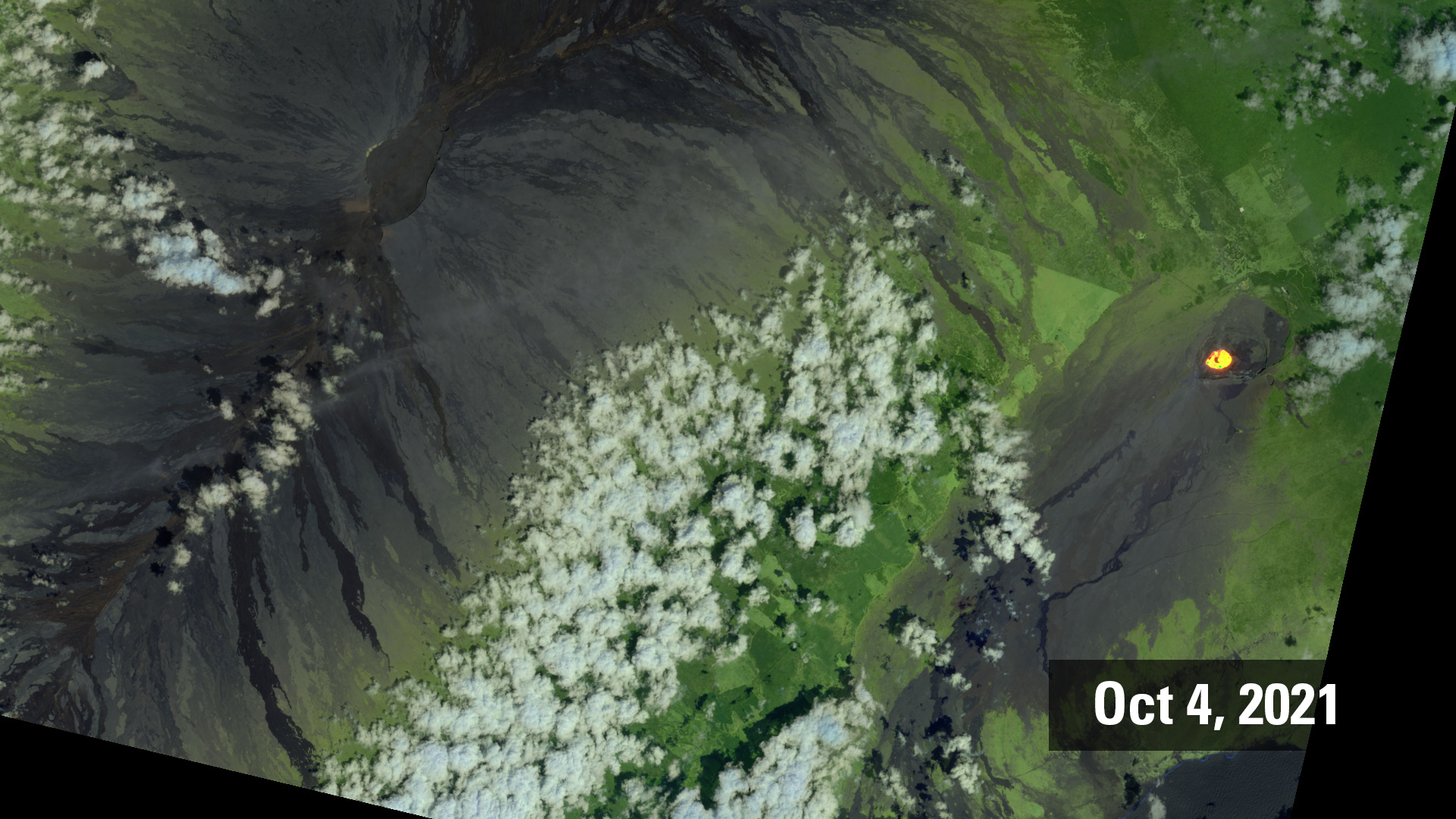Color Landsat image of Kilauea, October 4, 2021