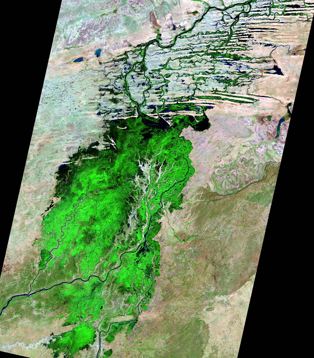 Nov. 16, 2021, Landsat 8 (path/row 197/49,50) — Annual change on the Niger River Inland Delta, Mali