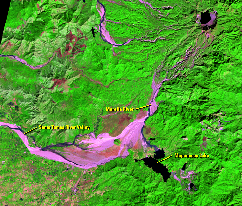 Jan. 7, 2020, Landsat 8 (path/row 116/50) — formation of Mapanuepe Lake, Philippines