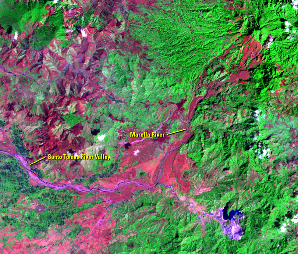 Feb. 18, 1989, Landsat 5 (path/row 116/50) — formation of Mapanuepe Lake, Philippines