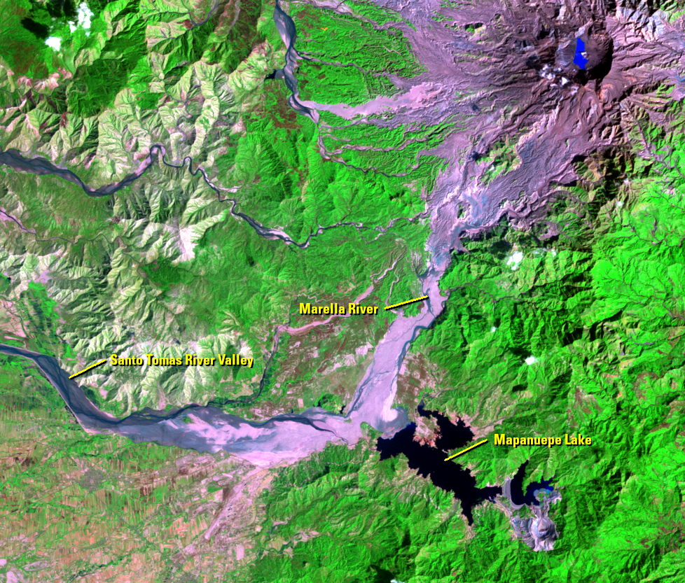 Feb. 13, 1993, Landsat 5 (path/row 116/50) — formation of Mapanuepe Lake, Philippines