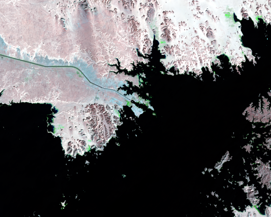 Feb. 9, 10, 2022, Landsat 9, 8 (path/row 176,175/44) — location of Mubarak Pumping Station, Lake Nasser, Egypt