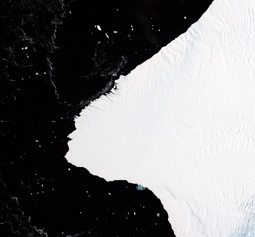 Jan. 27, 1973, Landsat 1 (path/row 195/114) — Brunt Ice Shelf, Antarctica