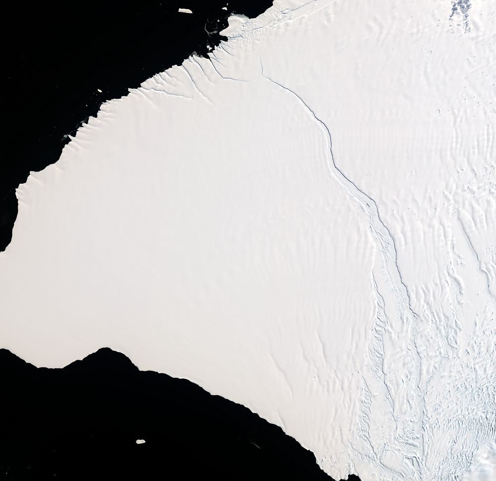 Feb. 8, 2022, Landsat 9 (path/row 185/114) — Chasm 1, Brunt Ice Shelf, Antarctica