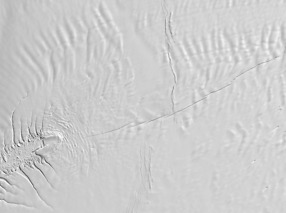 Mar. 1, 2017, Landsat 8 (path/row 182/114) — Halloween Crack, Brunt Ice Shelf, Antarctica