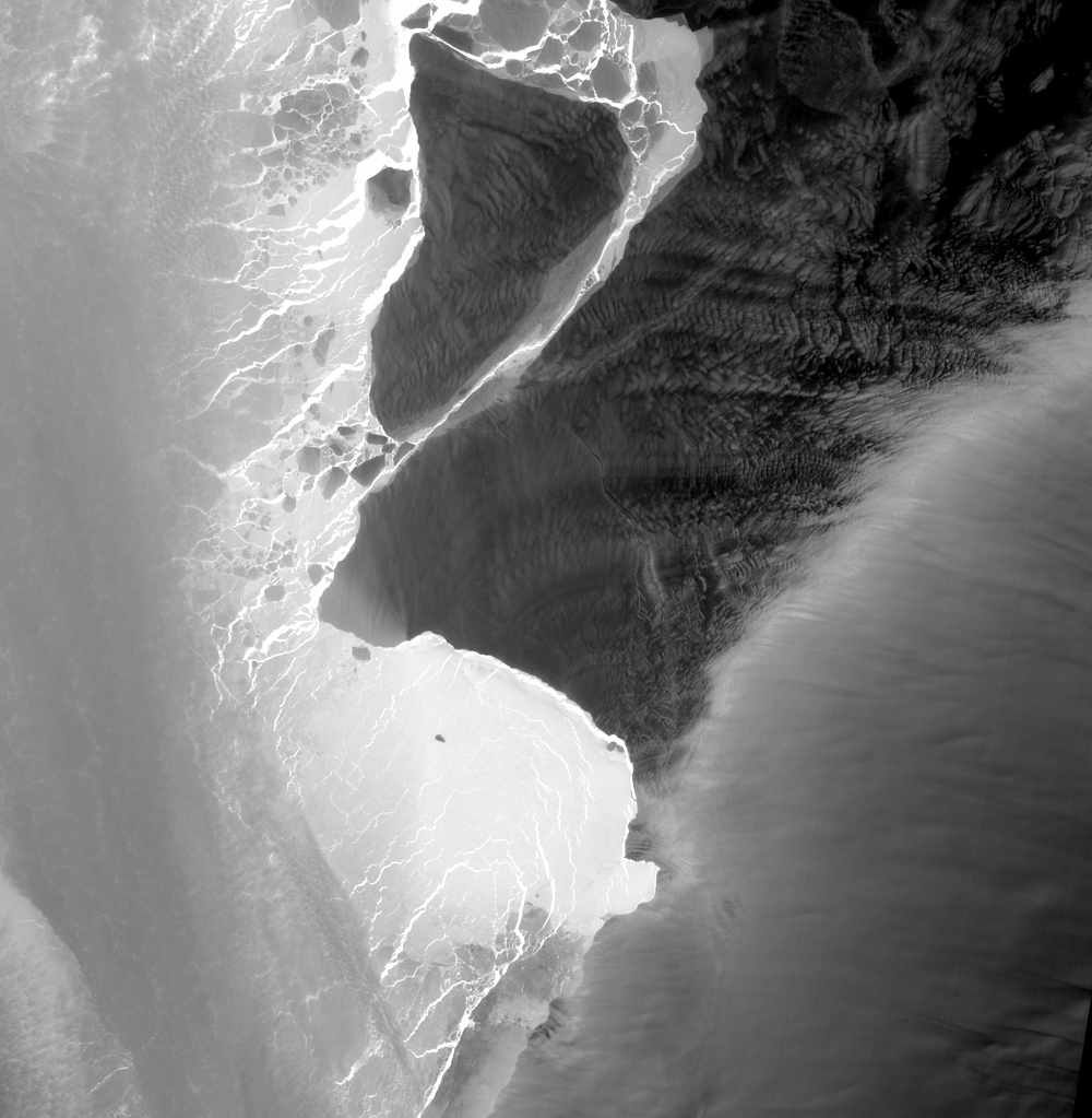 Apr. 27, 2021, Landsat 8 (path/row 184/113,114) — Iceberg A-74, Brunt Ice Shelf, Antarctica
