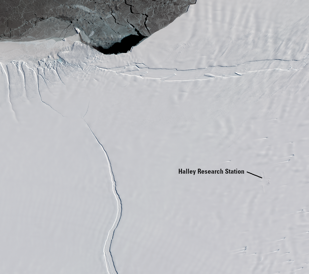 Oct. 24, 2021, Sentinel-2B — Halley Research Station, Brunt Ice Shelf, Antarctica