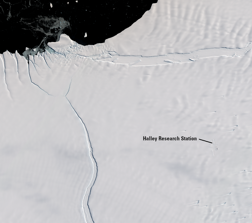 Feb. 17, 2022, Sentinel-2B — Halley Research Station, Brunt Ice Shelf, Antarctica