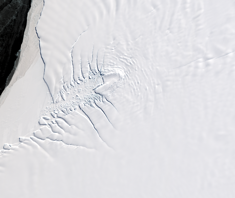 Oct. 31, 2016, Landsat 8 (path/row 183/114) — McDonald Ice Rumples, Brunt Ice Shelf, Antarctica