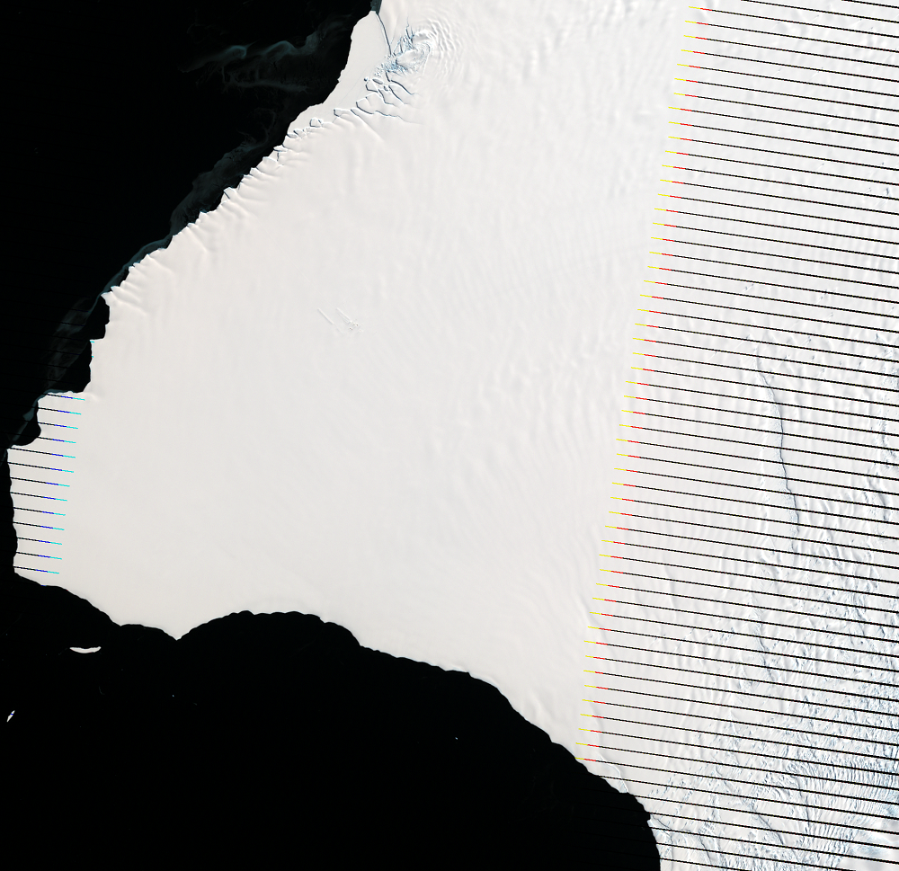Feb. 13, 2009, Landsat 7 (path/row 184/114) — Chasm 1, Brunt Ice Shelf, Antarctica