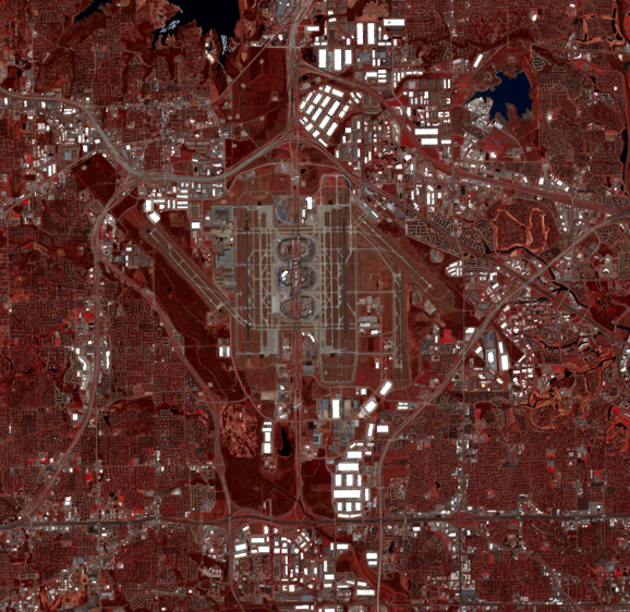 Mar. 9, 2022, Landsat 9 (path/row 27/37) — Dallas-Fort Worth International Airport