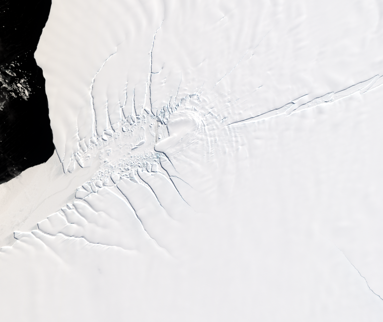 Nov. 20, 2018, Landsat 8 (path/row 185/114) — McDonald Ice Rumples, Brunt Ice Shelf, Antarctica