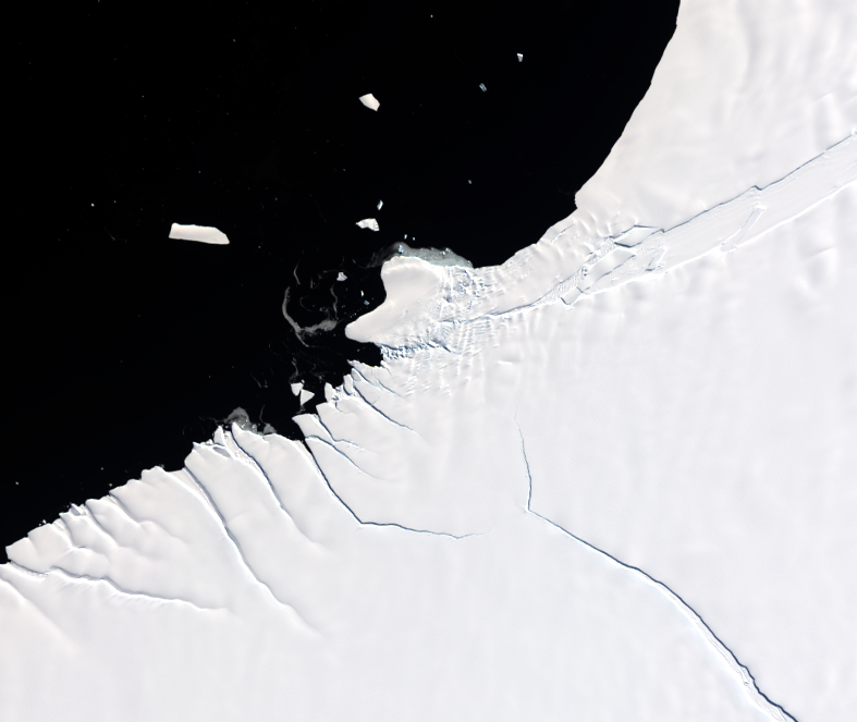 Feb. 8, 2022, Landsat 9 (path/row 185/114) — McDonald Ice Rumples, Brunt Ice Shelf, Antarctica