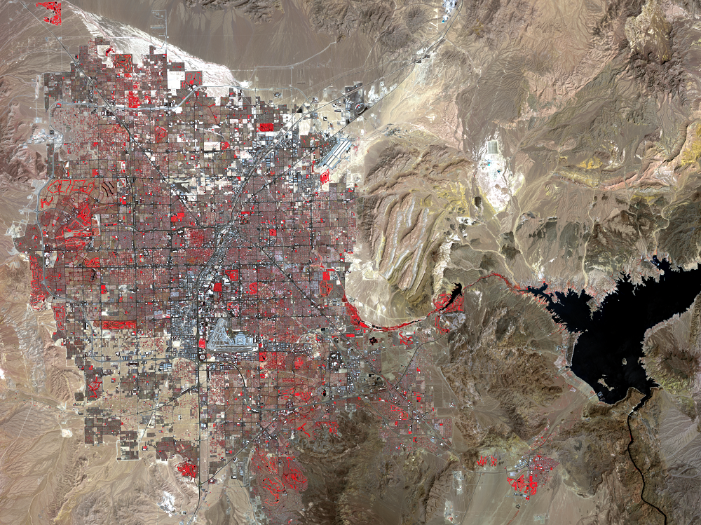 Aug. 22, 2014, Landsat 8 (path/row 39/35) — Las Vegas, Nevada, USA
