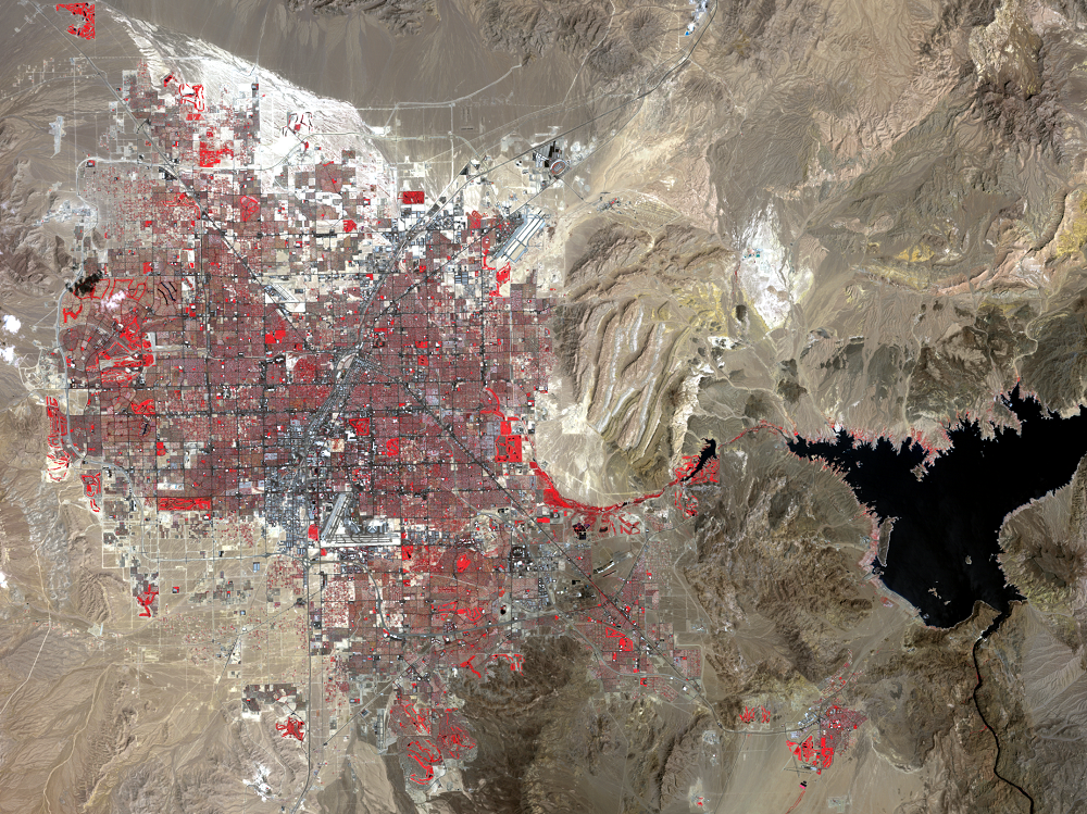 Aug. 8, 2003, Landsat 5 (path/row 39/35) — Las Vegas, Nevada, USA