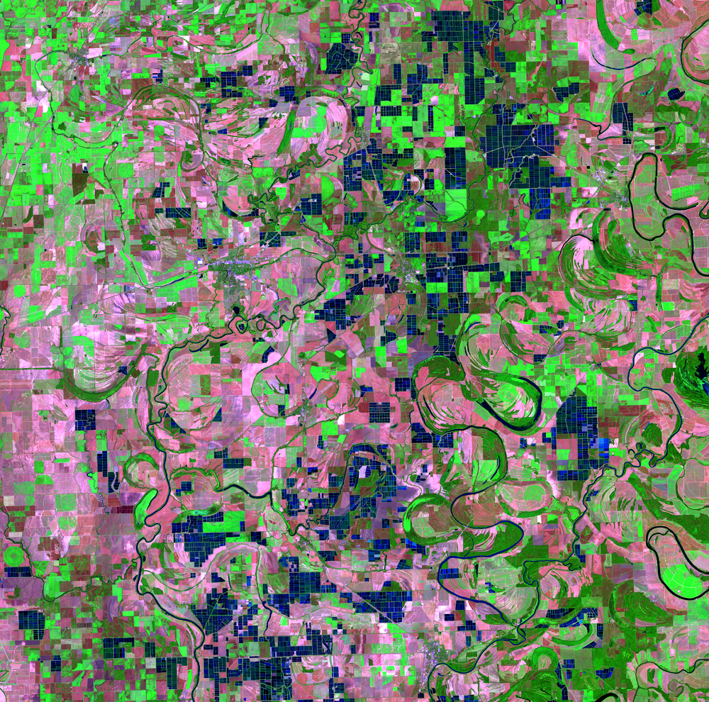 Sept. 16, 2000, Landsat 5 (path/row 23/37) — Catfish farms, Mississippi, USA