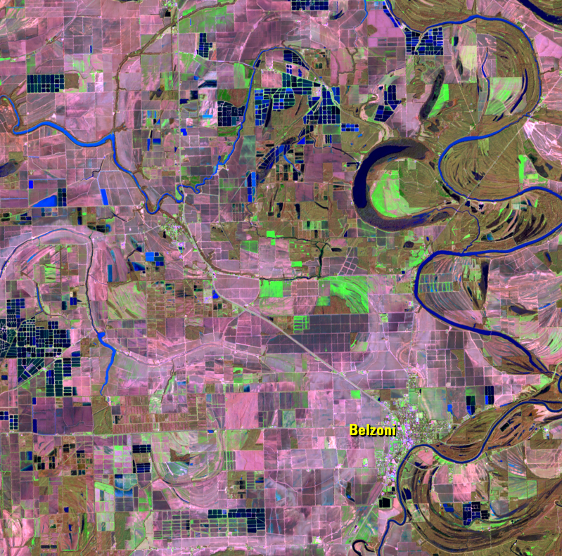 Feb. 9, 2022, Landsat 9 (path/row 23/37) — Catfish farms, Mississippi, USA