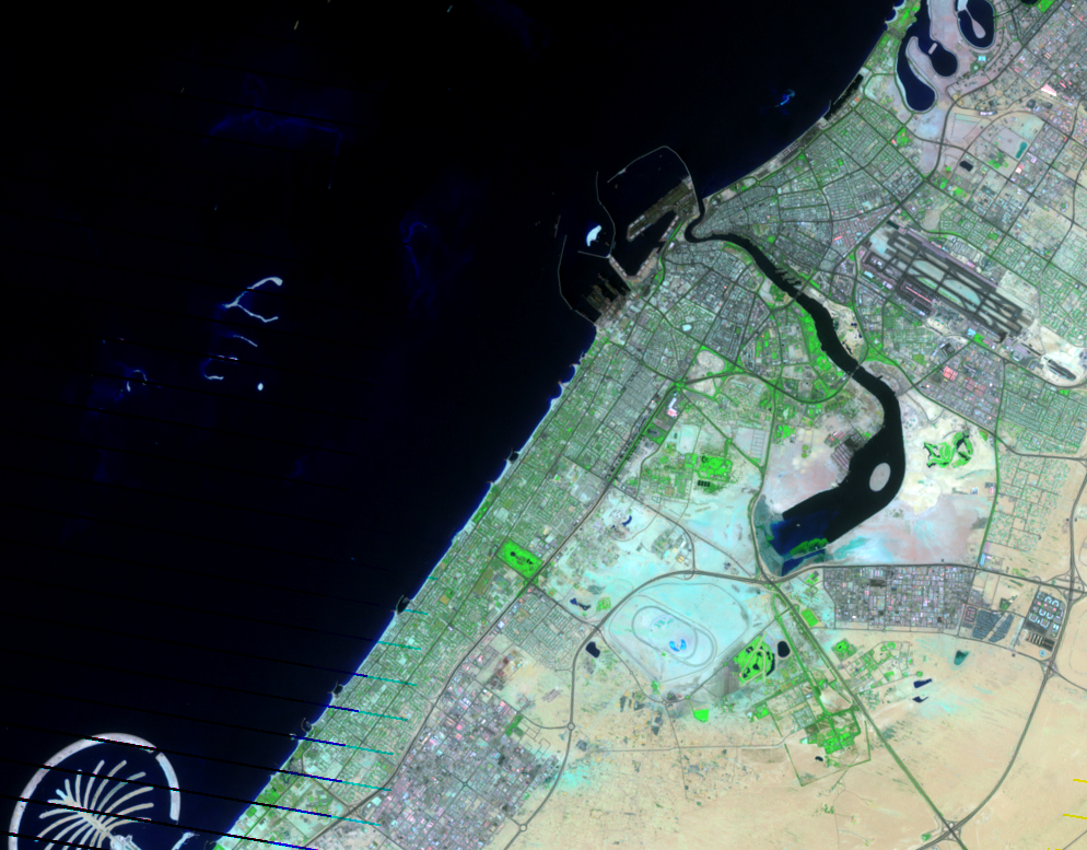 May 30, 2004, Landsat 7 (path/row 160/42,43) — The World, Dubai, United Arab Emirates