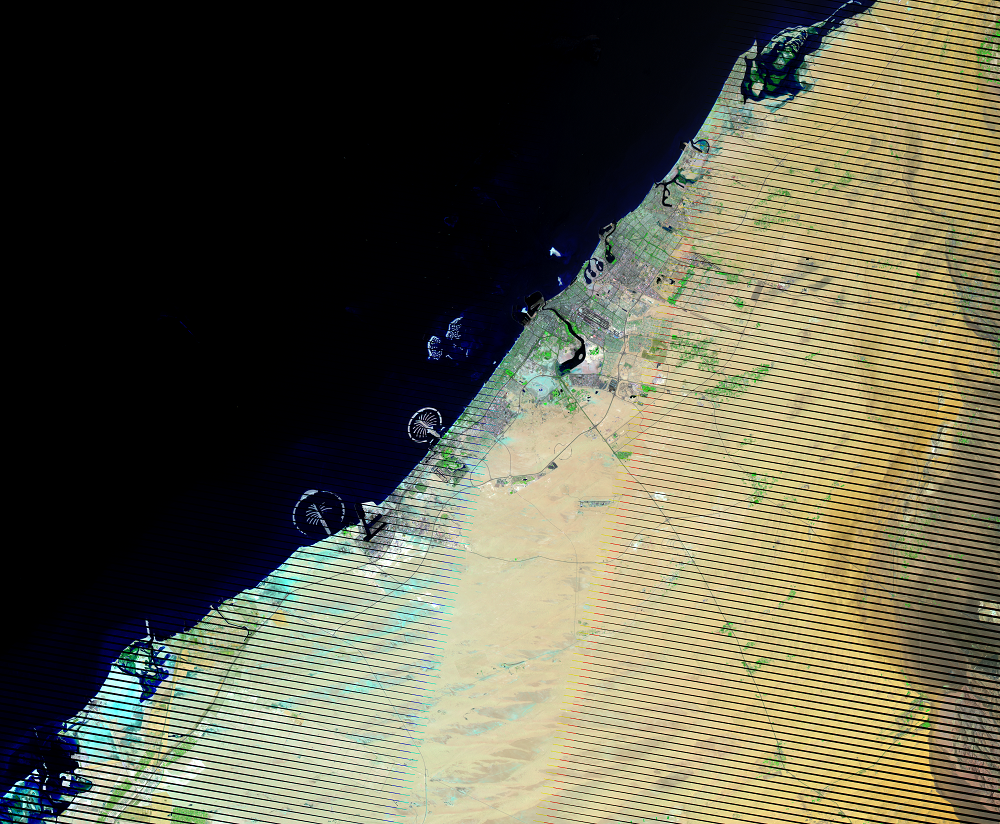 June 2, 2005, Landsat 7 (path/row 160/42,43) — Dubai, United Arab Emirates
