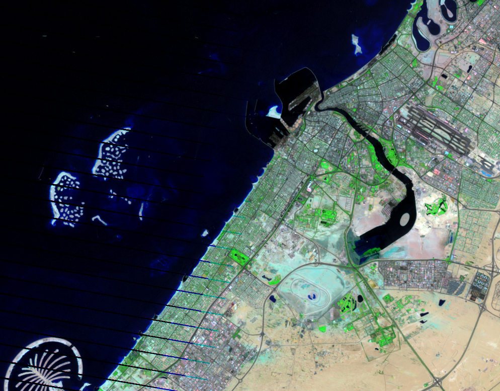 June 2, 2005, Landsat 7 (path/row 160/42,43) — The World, Dubai, United Arab Emirates