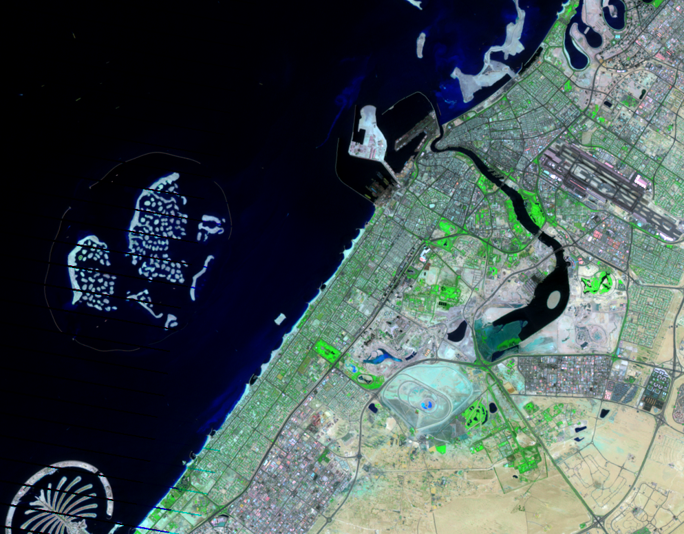 May 7, 2007, Landsat 7 (path/row 160/42,43) — The World, Dubai, United Arab Emirates