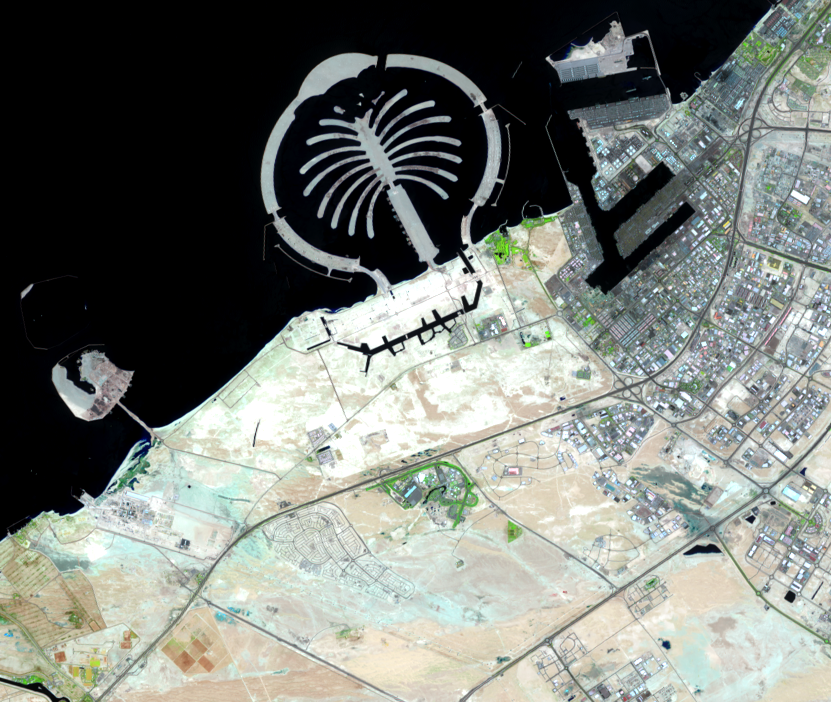 une 19, 2020, Landsat 8 (path/row 160/42,43) — Palm Jebel Ali, Dubai, United Arab Emirates