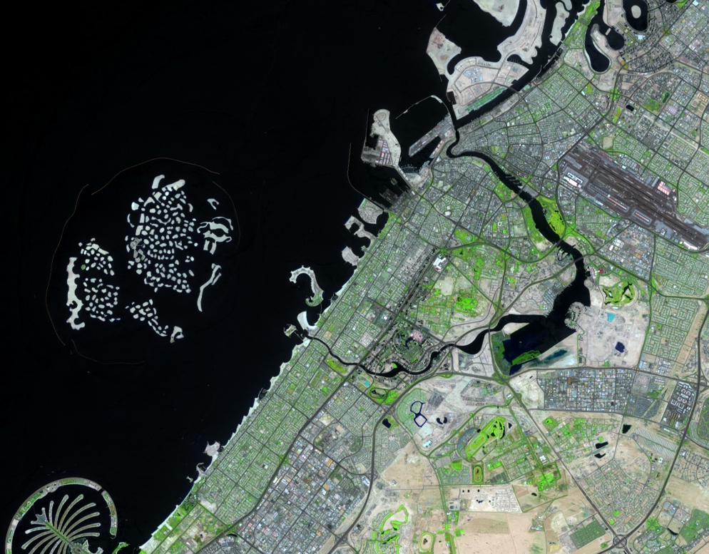 June 19, 2020, Landsat 8 (path/row 160/42,43) — The World, Dubai, United Arab Emirates