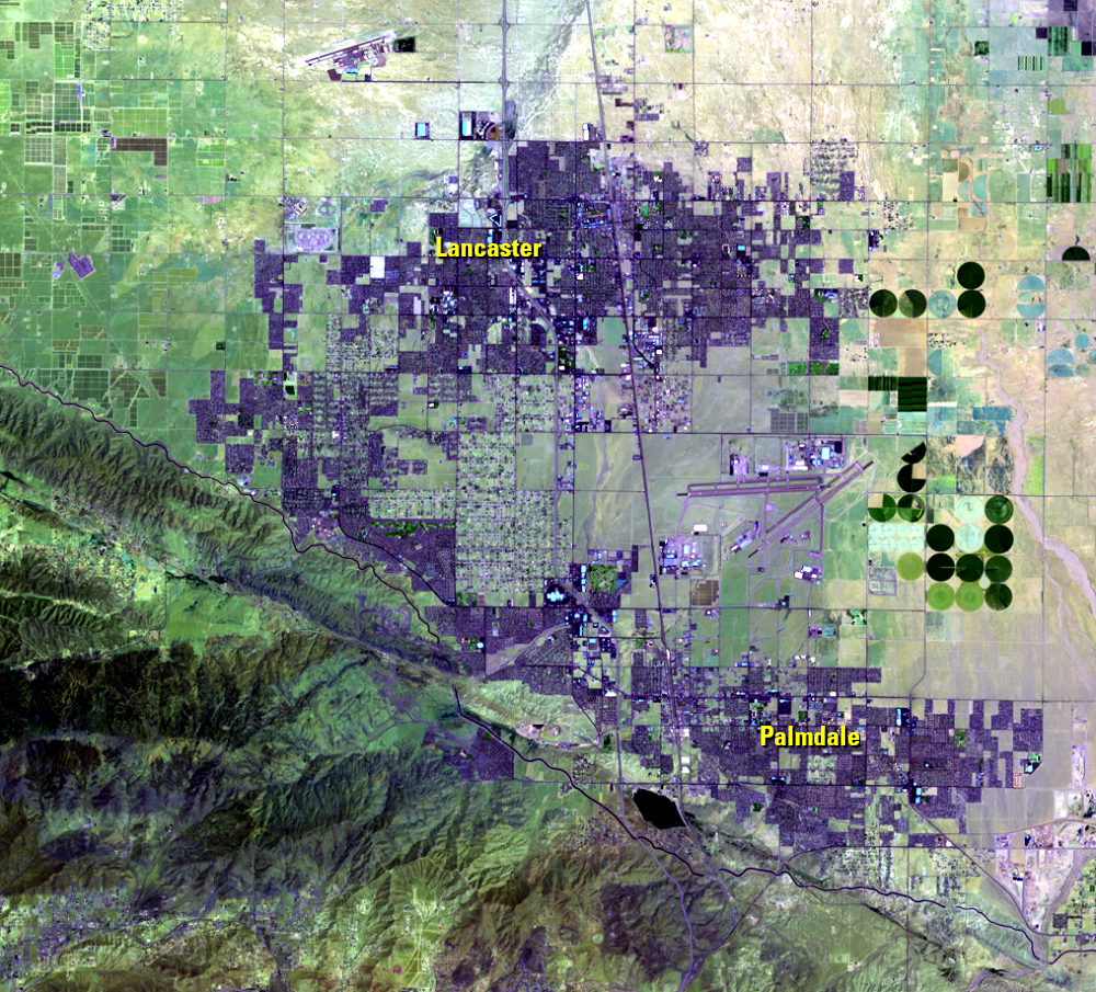 June 15, 2022, Landsat 9 (path/row 41/36) — Lancaster and Palmdale, California, USA