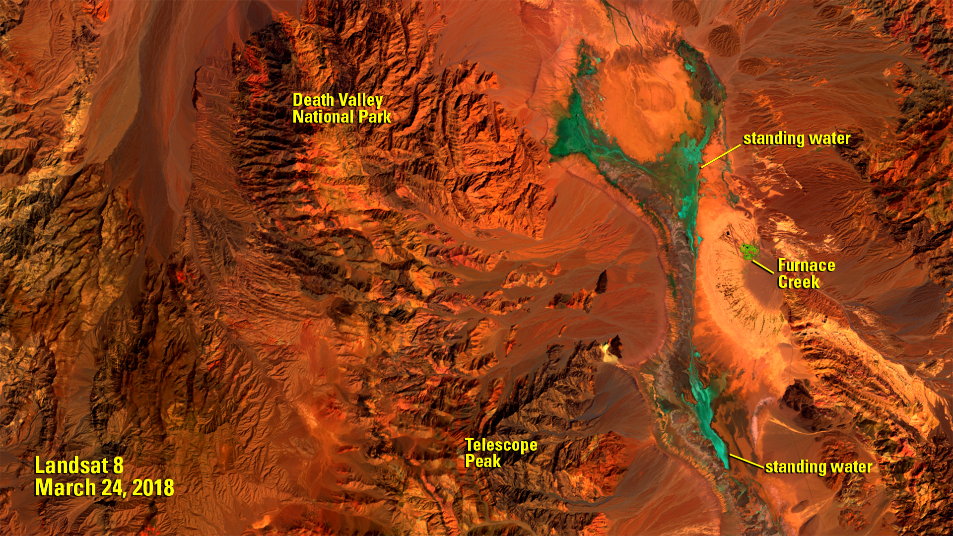 Landsat image of Death Valley, CA from March 24, 2018