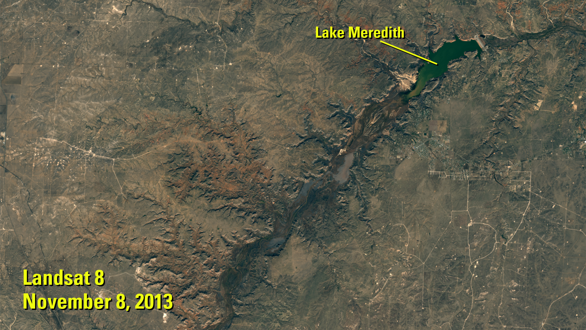 Landsat image of Lake Meredith from November 2013