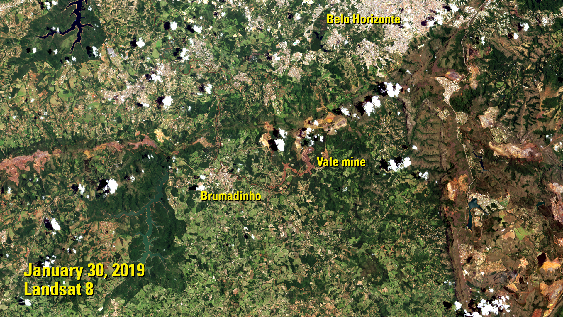 Landsat image of Minas Gerais, Brazil from January 30, 2019