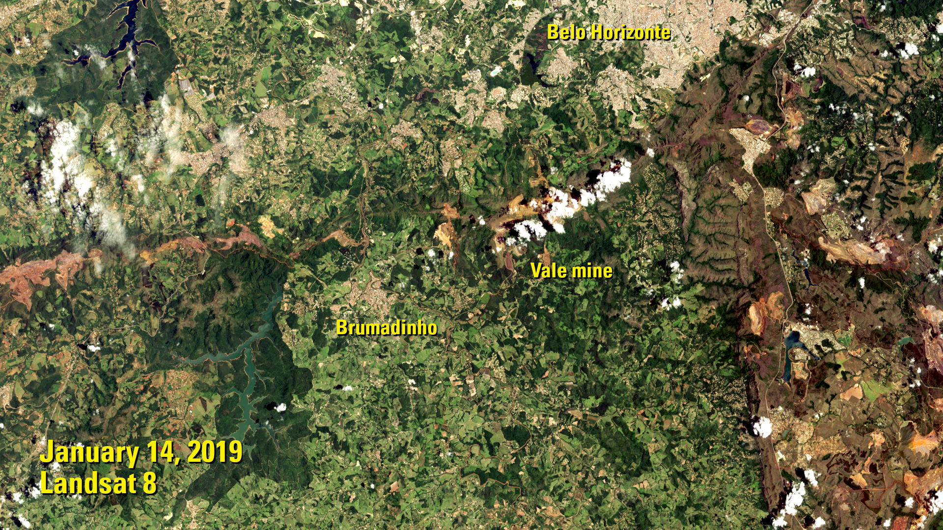 Landsat image of Minas Gerais, Brazil from January 14, 2019