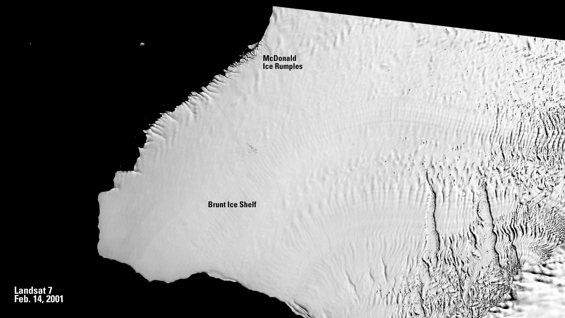 Satellite image of Brunt Ice Shelf from 2001