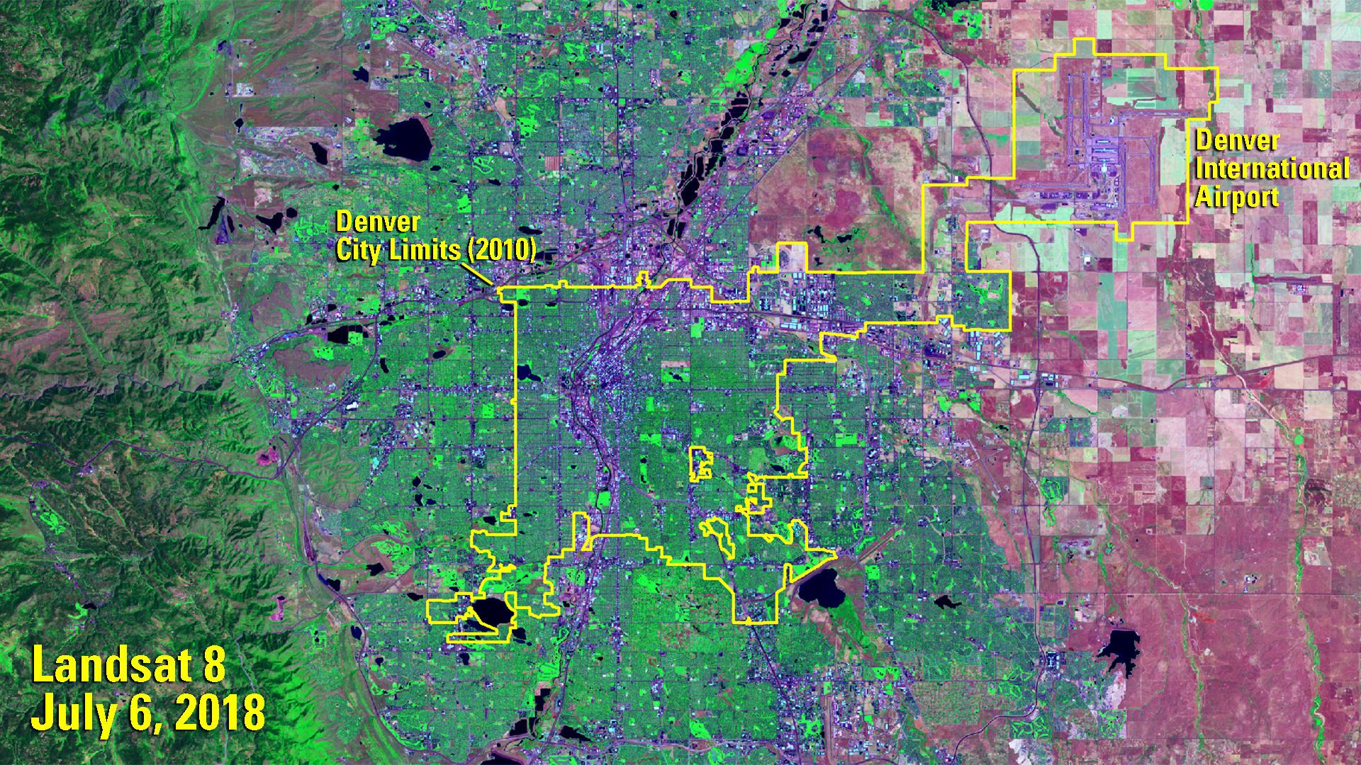 Landsat image of Denver - July 6, 2018