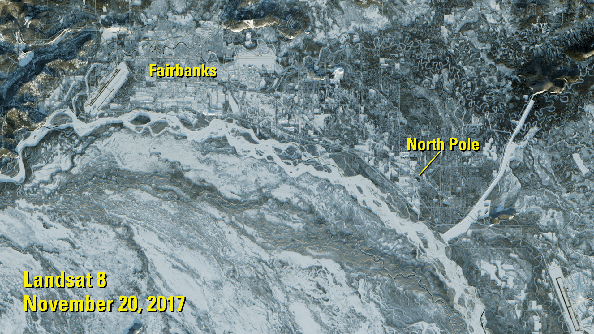 Landsat 8 image of North Pole, Alaska