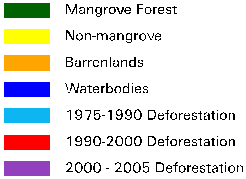 Legend for mangrove change map of the Ayeyarwady Delta, Myanmar (Giri and others, 2008).