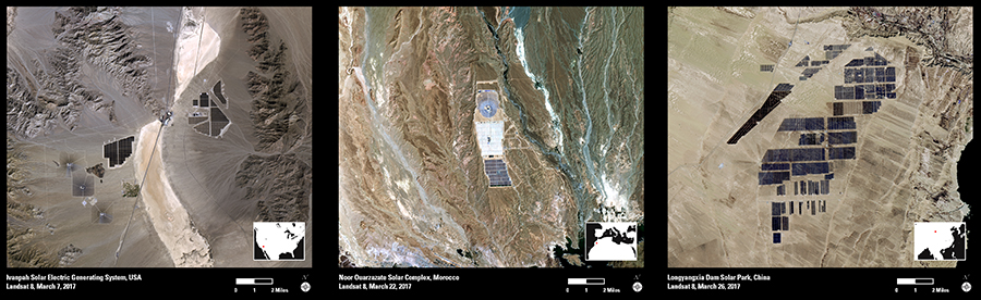 Landsat Views Massive Solar Energy Farms
